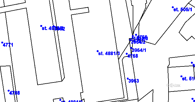 Parcela st. 4881/3 v KÚ Pardubice, Katastrální mapa