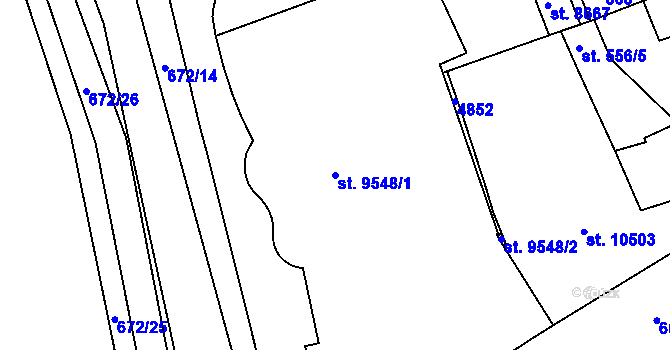 Parcela st. 9548/1 v KÚ Pardubice, Katastrální mapa