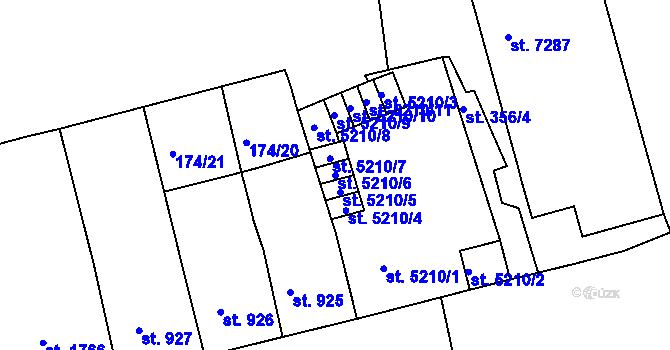 Parcela st. 5210/6 v KÚ Pardubice, Katastrální mapa