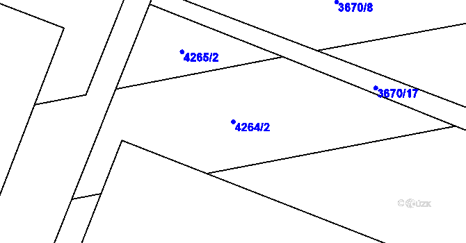 Parcela st. 4264/2 v KÚ Pardubice, Katastrální mapa