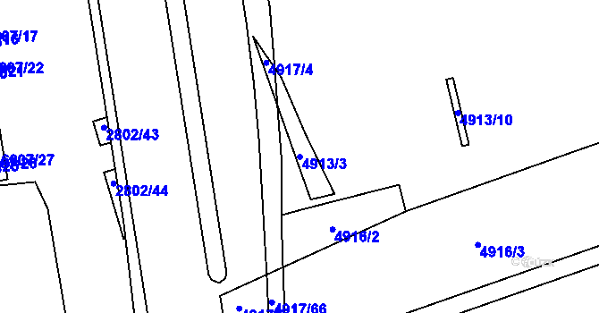 Parcela st. 4913/3 v KÚ Pardubice, Katastrální mapa