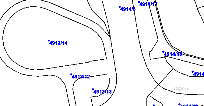 Parcela st. 4913/5 v KÚ Pardubice, Katastrální mapa