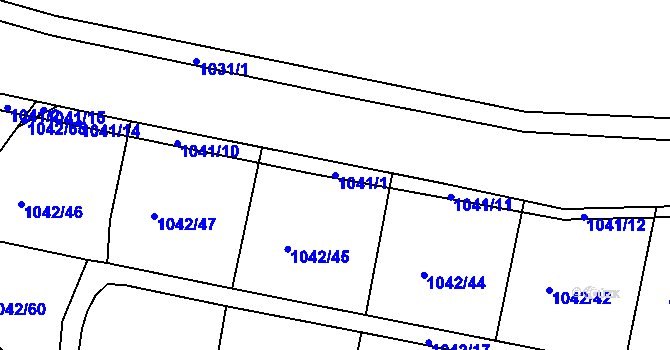 Parcela st. 1041/1 v KÚ Pardubice, Katastrální mapa