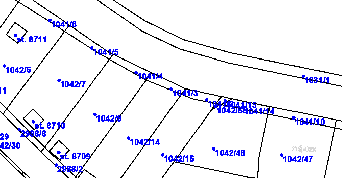 Parcela st. 1041/3 v KÚ Pardubice, Katastrální mapa