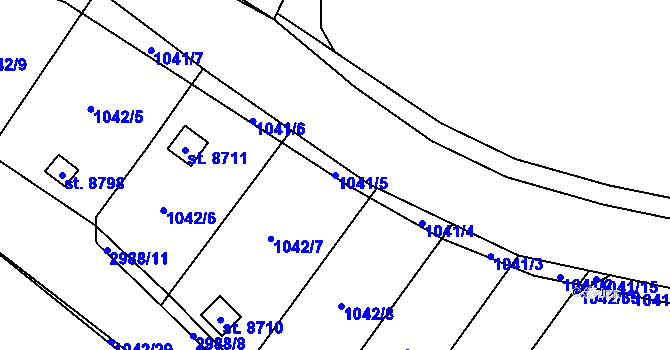 Parcela st. 1041/5 v KÚ Pardubice, Katastrální mapa
