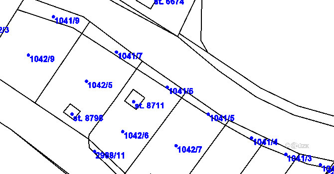 Parcela st. 1041/6 v KÚ Pardubice, Katastrální mapa