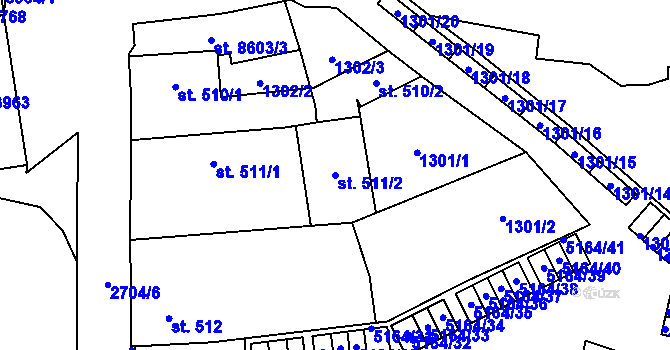 Parcela st. 511/2 v KÚ Pardubice, Katastrální mapa