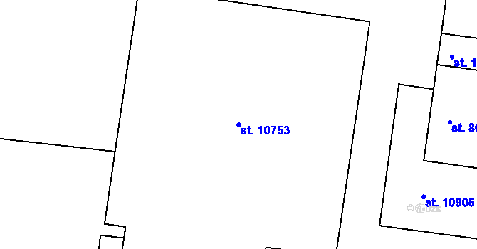Parcela st. 10753 v KÚ Pardubice, Katastrální mapa