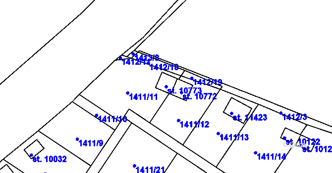Parcela st. 10773 v KÚ Pardubice, Katastrální mapa