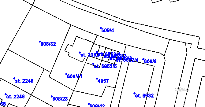 Parcela st. 6852/2 v KÚ Pardubice, Katastrální mapa