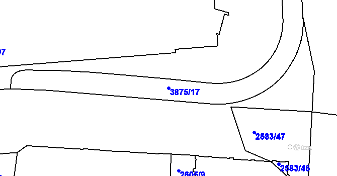 Parcela st. 3875/17 v KÚ Pardubice, Katastrální mapa