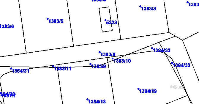 Parcela st. 1383/8 v KÚ Pardubice, Katastrální mapa