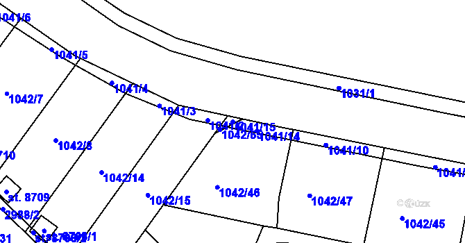 Parcela st. 1041/15 v KÚ Pardubice, Katastrální mapa