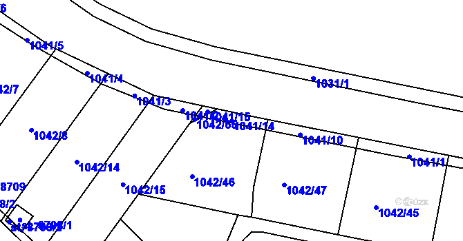 Parcela st. 1041/14 v KÚ Pardubice, Katastrální mapa
