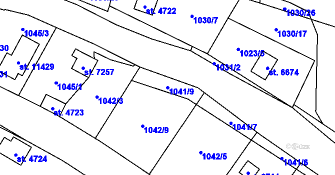 Parcela st. 1041/9 v KÚ Pardubice, Katastrální mapa