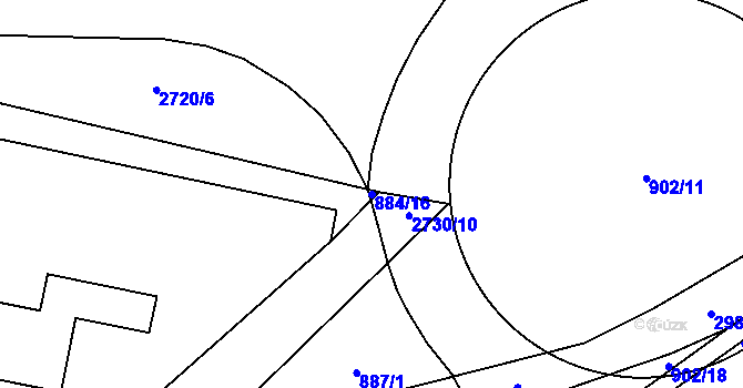 Parcela st. 884/16 v KÚ Pardubice, Katastrální mapa
