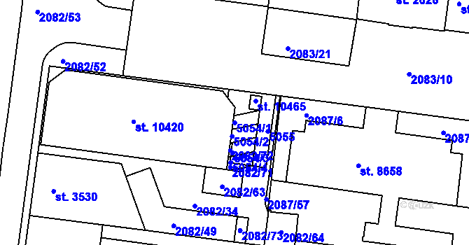 Parcela st. 5054/1 v KÚ Pardubice, Katastrální mapa