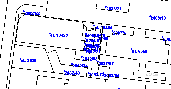 Parcela st. 5054/3 v KÚ Pardubice, Katastrální mapa