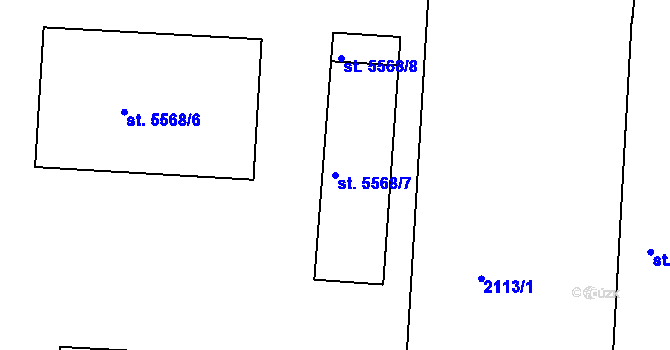 Parcela st. 5568/7 v KÚ Pardubice, Katastrální mapa