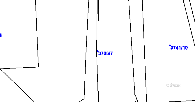 Parcela st. 3706/7 v KÚ Pardubice, Katastrální mapa