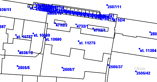 Parcela st. 11275 v KÚ Pardubice, Katastrální mapa