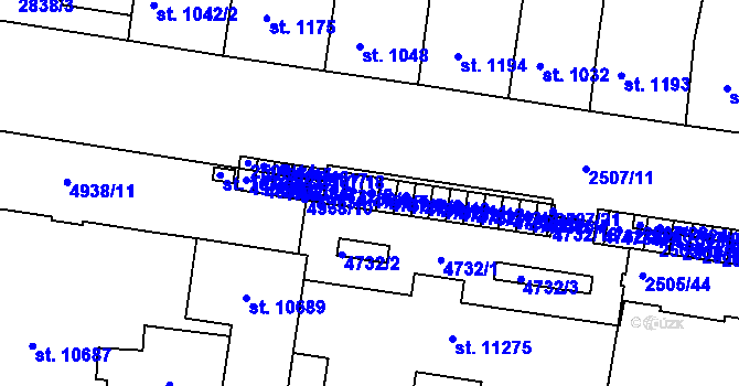 Parcela st. 4732/7 v KÚ Pardubice, Katastrální mapa