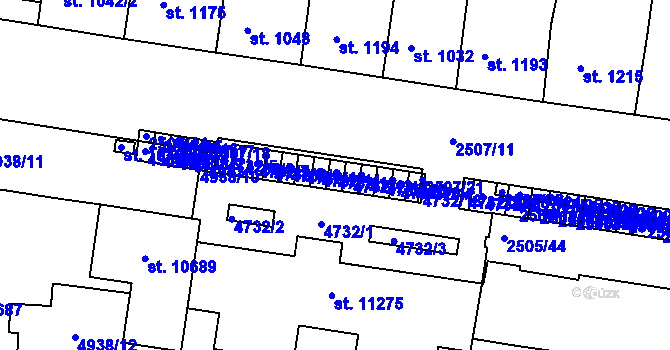 Parcela st. 4732/12 v KÚ Pardubice, Katastrální mapa