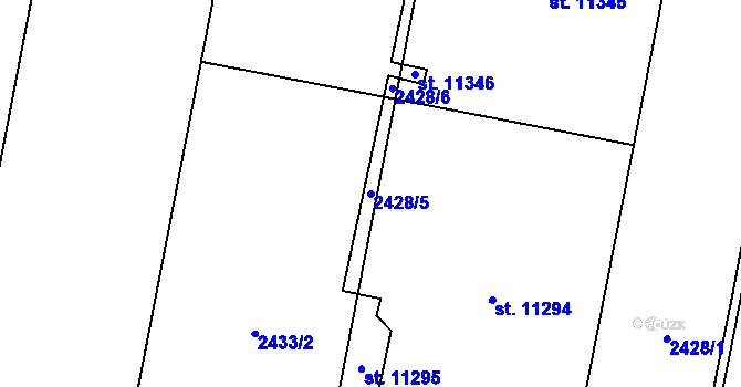 Parcela st. 2428/5 v KÚ Pardubice, Katastrální mapa