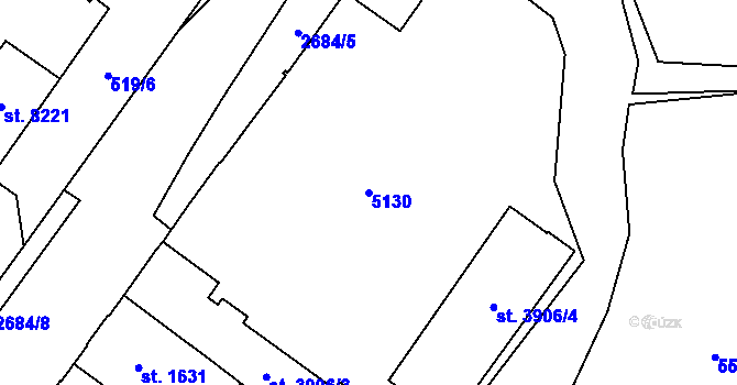 Parcela st. 5130 v KÚ Pardubice, Katastrální mapa
