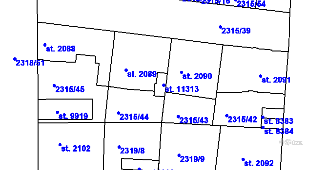 Parcela st. 11313 v KÚ Pardubice, Katastrální mapa
