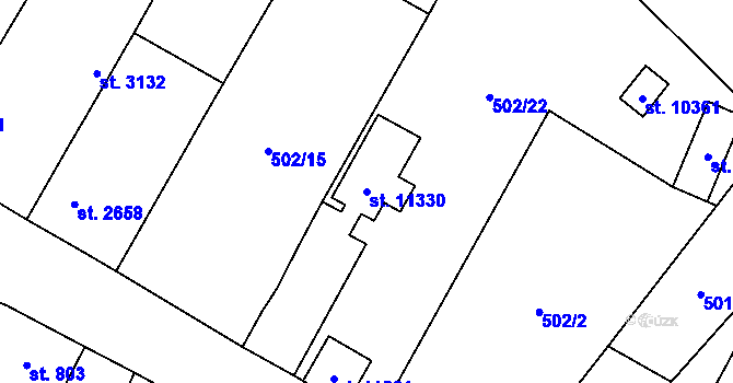 Parcela st. 11330 v KÚ Pardubice, Katastrální mapa