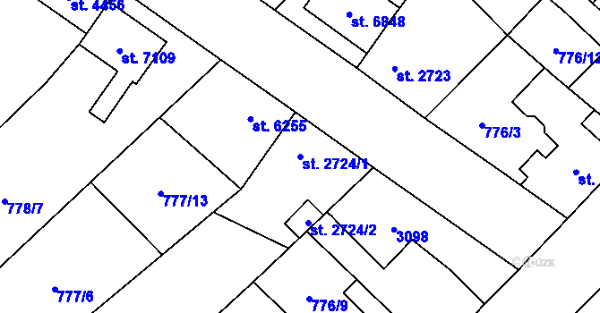 Parcela st. 2724/1 v KÚ Pardubice, Katastrální mapa