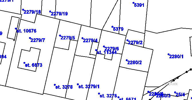 Parcela st. 11344 v KÚ Pardubice, Katastrální mapa