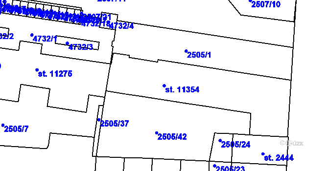 Parcela st. 11354 v KÚ Pardubice, Katastrální mapa
