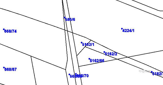 Parcela st. 5162/1 v KÚ Pardubice, Katastrální mapa