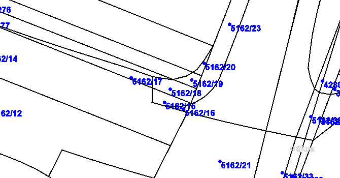 Parcela st. 5162/18 v KÚ Pardubice, Katastrální mapa