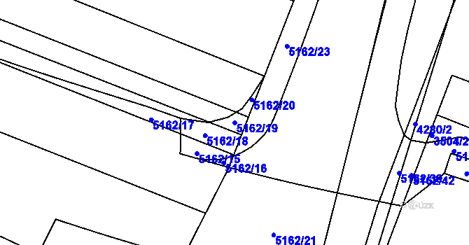 Parcela st. 5162/19 v KÚ Pardubice, Katastrální mapa