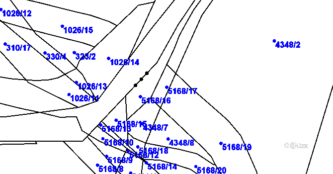 Parcela st. 5168/17 v KÚ Pardubice, Katastrální mapa