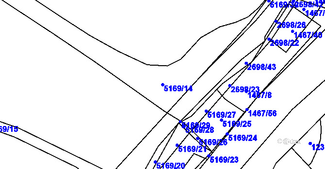 Parcela st. 5169/14 v KÚ Pardubice, Katastrální mapa