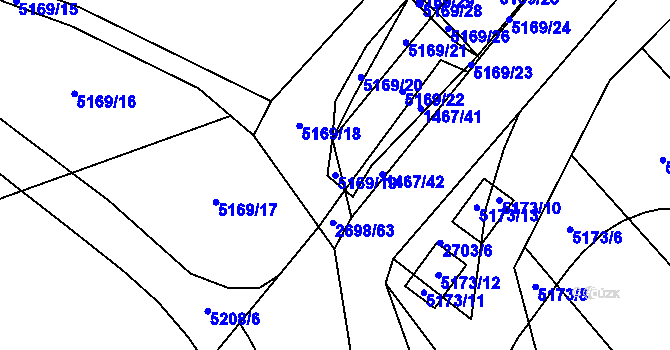 Parcela st. 5169/19 v KÚ Pardubice, Katastrální mapa