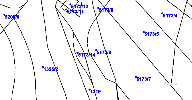 Parcela st. 5173/9 v KÚ Pardubice, Katastrální mapa