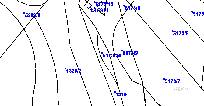 Parcela st. 5173/14 v KÚ Pardubice, Katastrální mapa