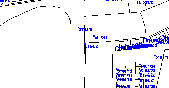 Parcela st. 5164/2 v KÚ Pardubice, Katastrální mapa