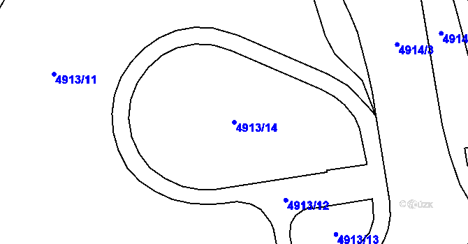 Parcela st. 4913/14 v KÚ Pardubice, Katastrální mapa