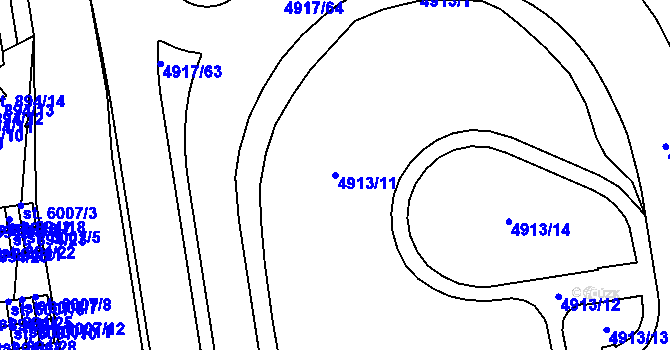 Parcela st. 4913/11 v KÚ Pardubice, Katastrální mapa