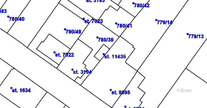 Parcela st. 11435 v KÚ Pardubice, Katastrální mapa