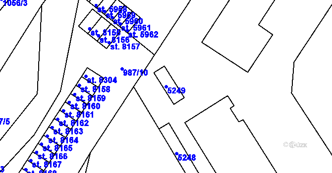 Parcela st. 5249 v KÚ Pardubice, Katastrální mapa