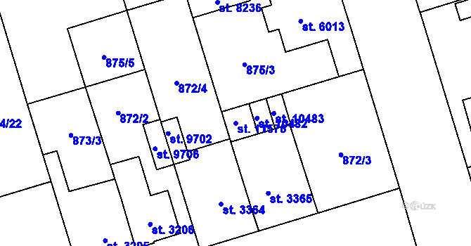Parcela st. 11576 v KÚ Pardubice, Katastrální mapa