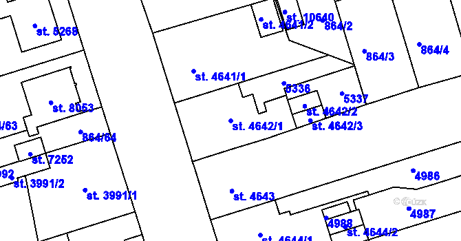 Parcela st. 4642/1 v KÚ Pardubice, Katastrální mapa
