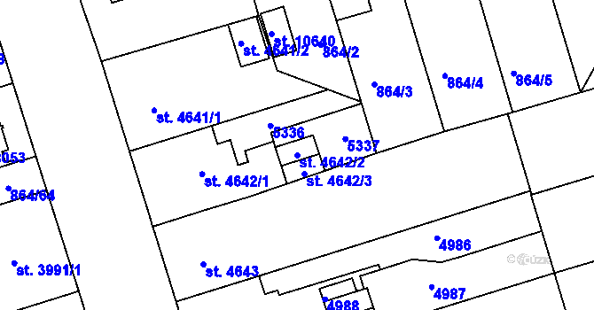 Parcela st. 4642/2 v KÚ Pardubice, Katastrální mapa
